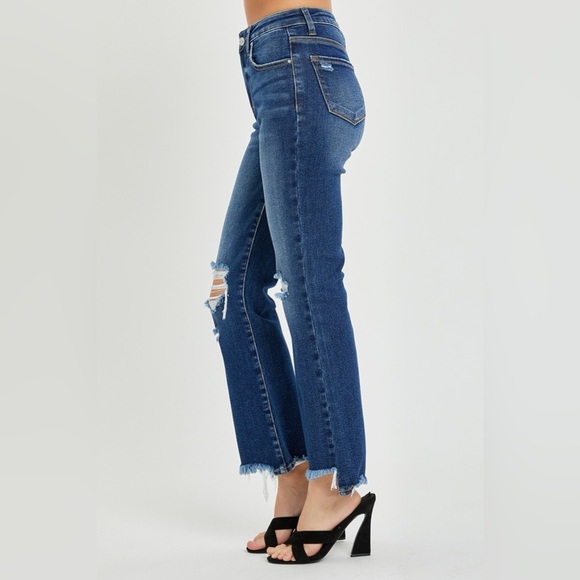 RISEN High Rise Distressed Crop Flare Jeans - Picture 5 of 7
